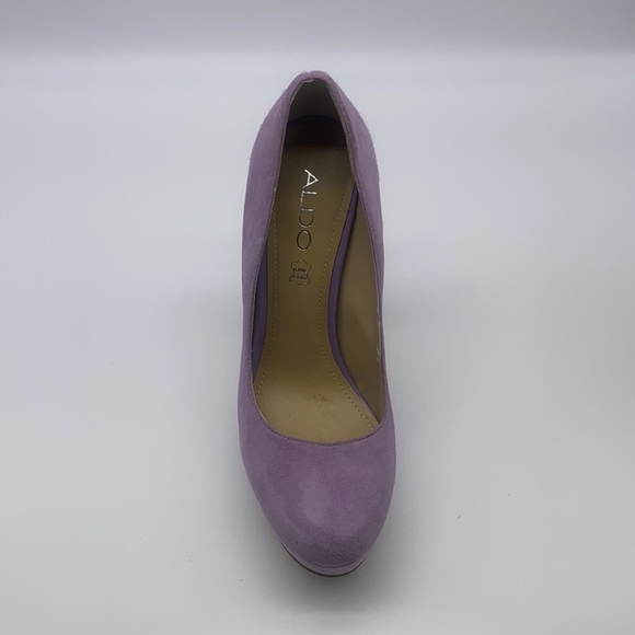 Aldo - Bright Soft Lavender Suede Rounded Toe High Heel Size 36 - Picture 3 of 15